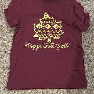 Bella Canvas Burgundy and Yellow Short Sleeve Tee
